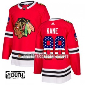 Chicago Blackhawks Trikot Patrick Kane 88 Adidas 2017-2018 Rot USA Flag Fashion Authentic - Kinder